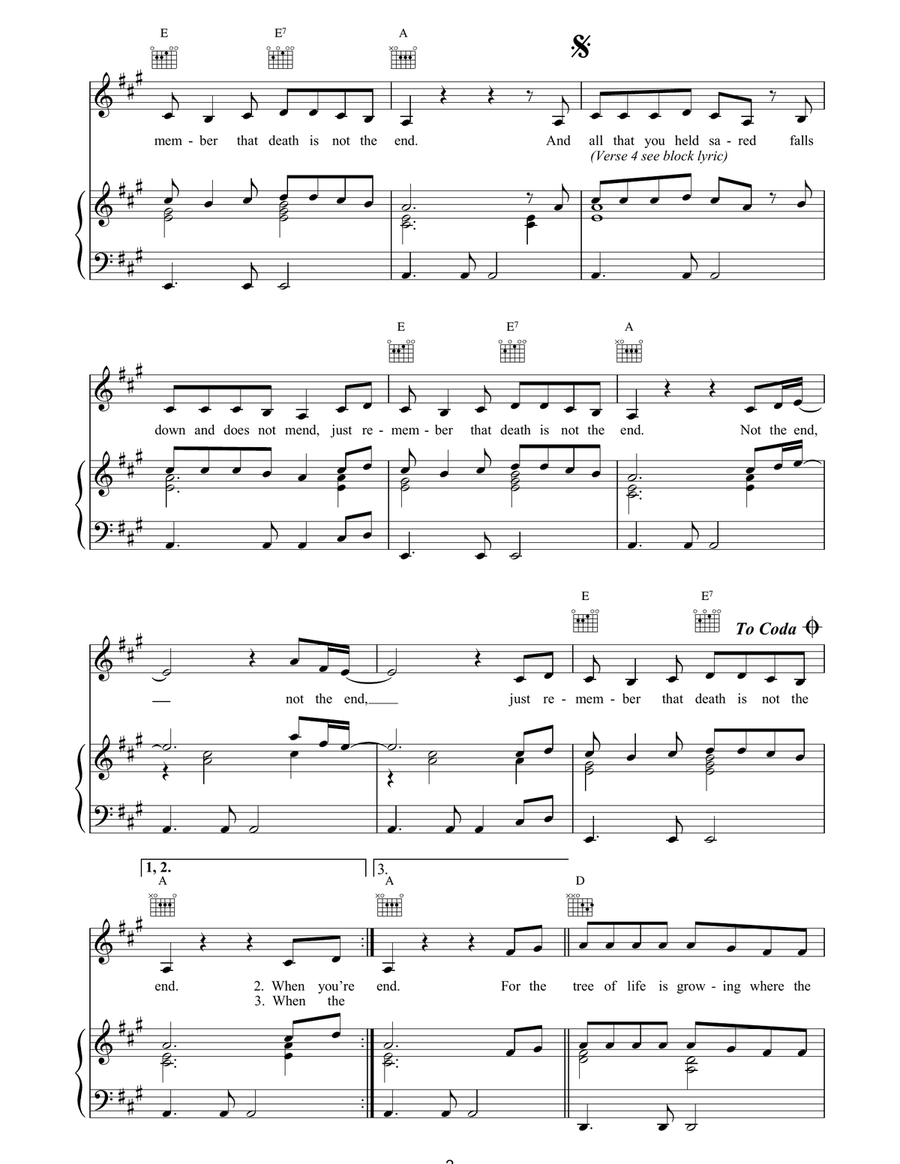 Death Is Not The End Death Is Not The End Piano, Vocal, Guitar scores gallery preview page 2