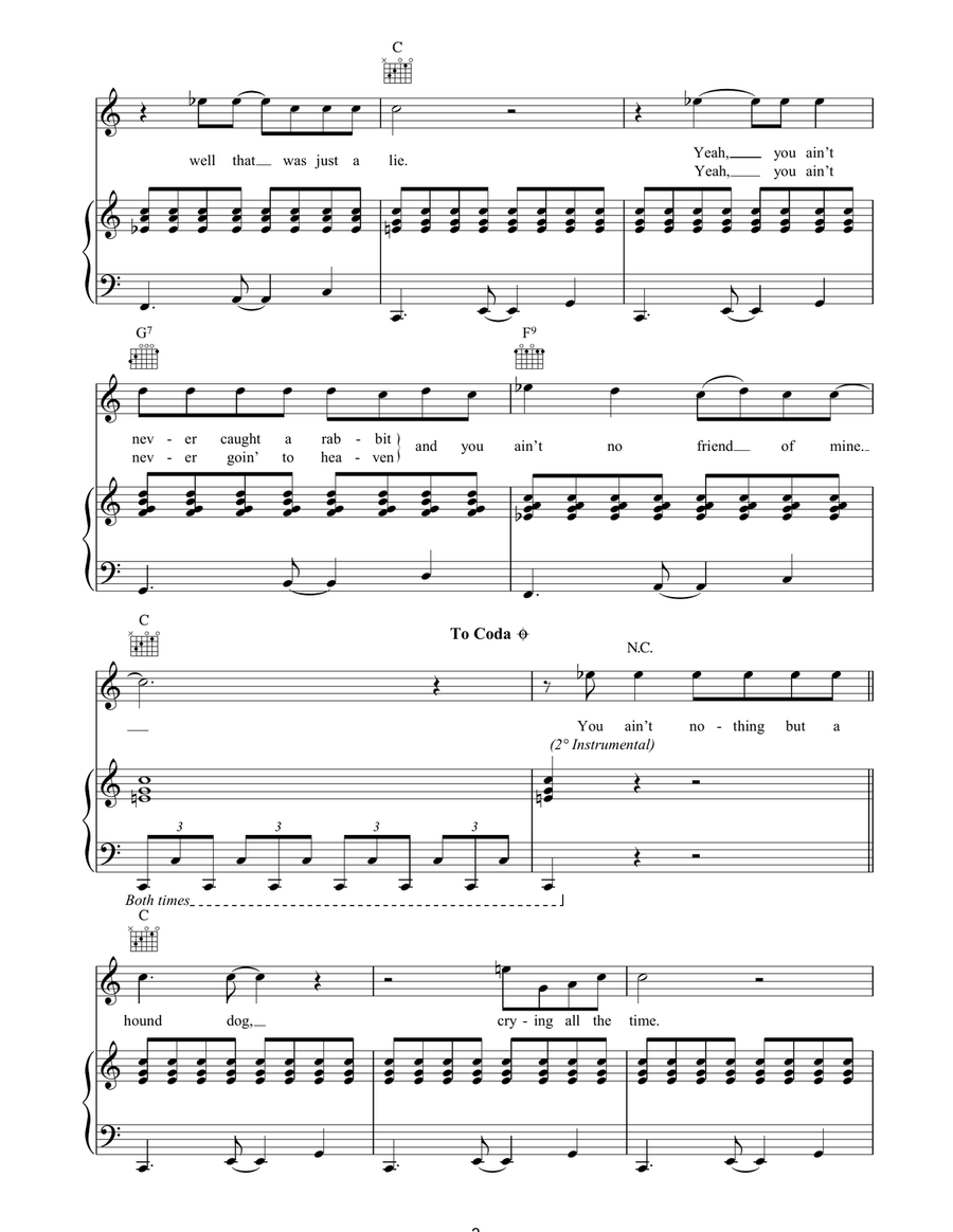 Hound Dog Hound Dog Piano, Vocal, Guitar scores gallery preview page 3
