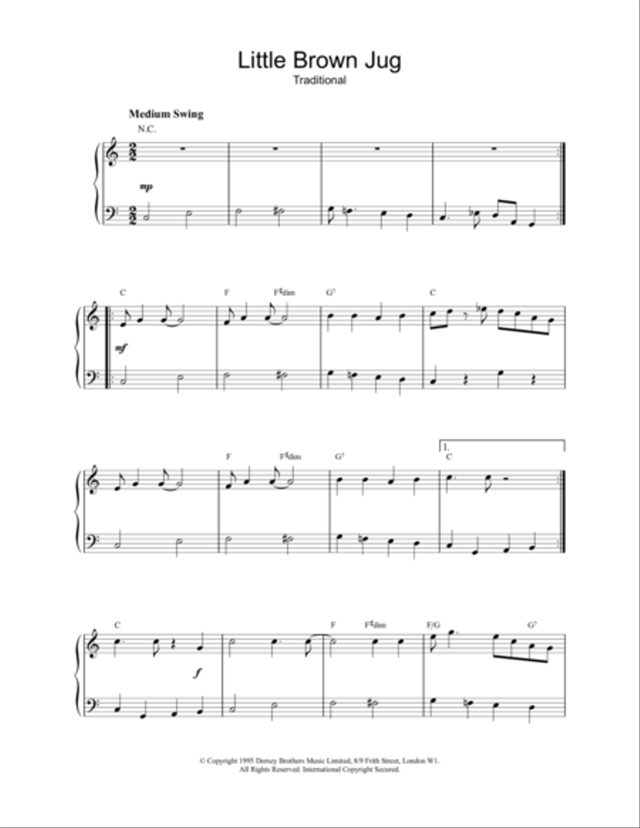 Little Brown Jug Little Brown Jug Easy Piano scores gallery preview page 1