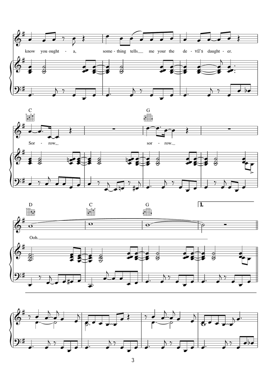 Sorrow Sorrow Acoustic Guitar scores gallery preview page 3