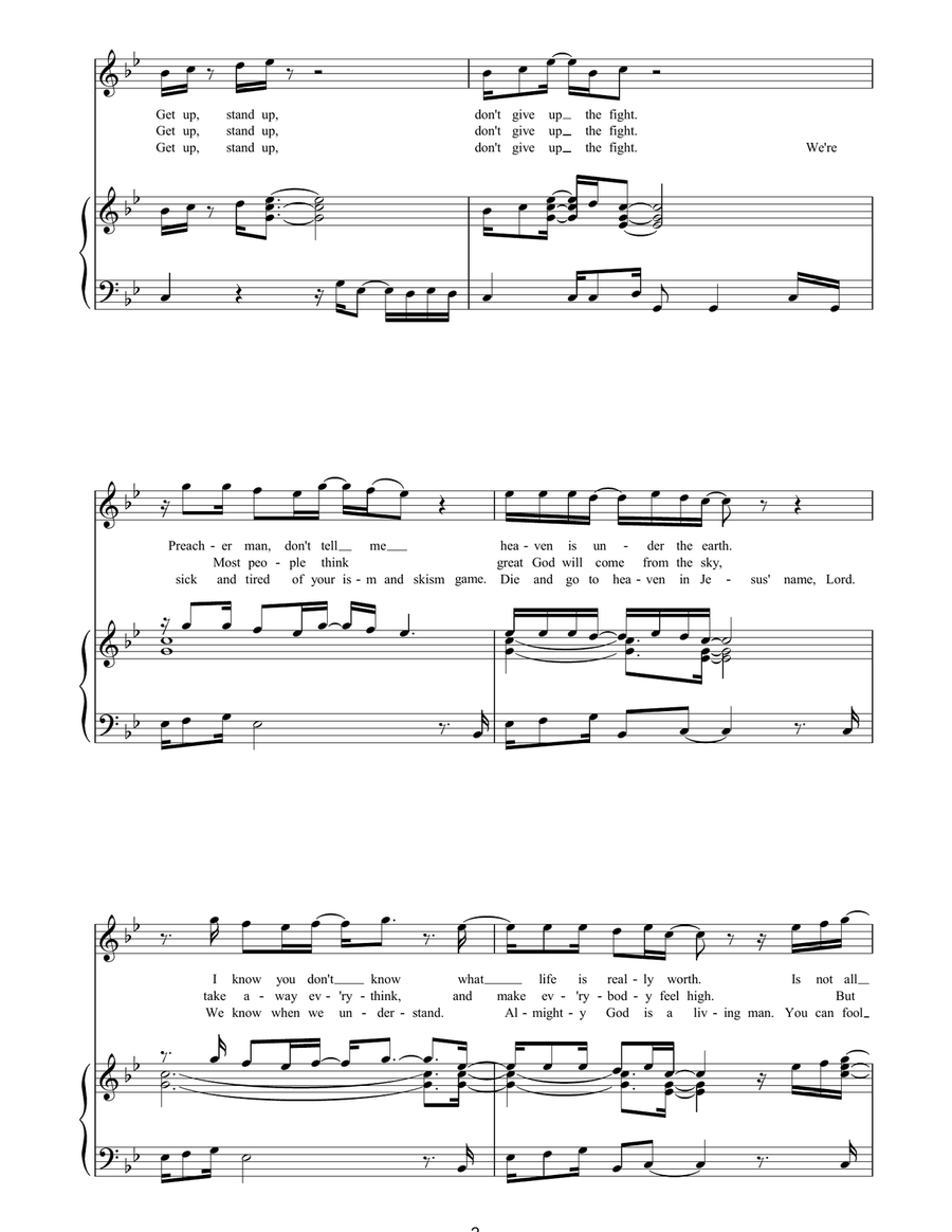 Get Up Stand Up Piano, Vocal, Guitar scores gallery preview page 2