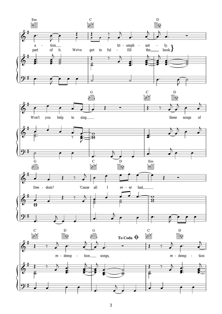 Redemption Song Redemption Song Guitar scores gallery preview page 3