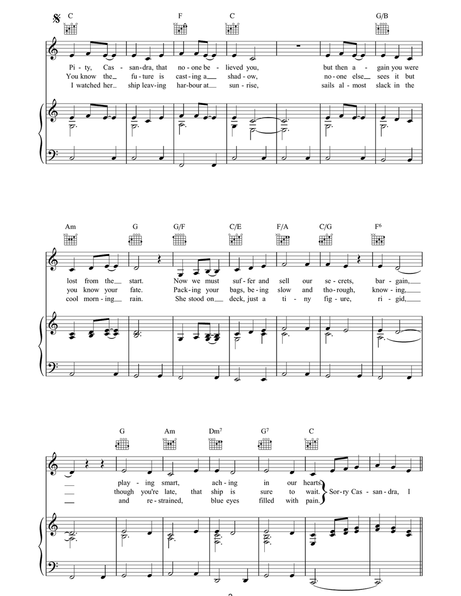 Cassandra Cassandra Piano, Vocal, Guitar scores gallery preview page 2