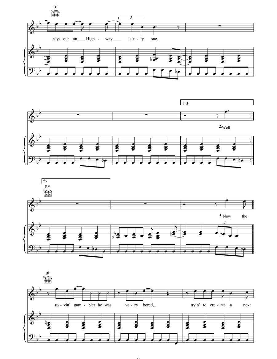 Highway 61 Revisited Piano, Vocal, Guitar scores gallery preview page 3