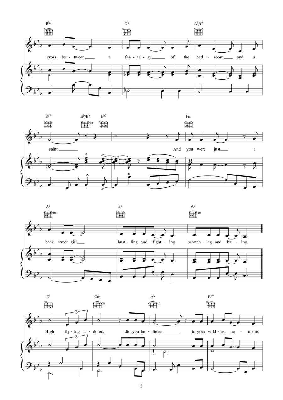 High Flying, Adored (from Evita) Piano, Vocal, Guitar scores gallery preview page 2