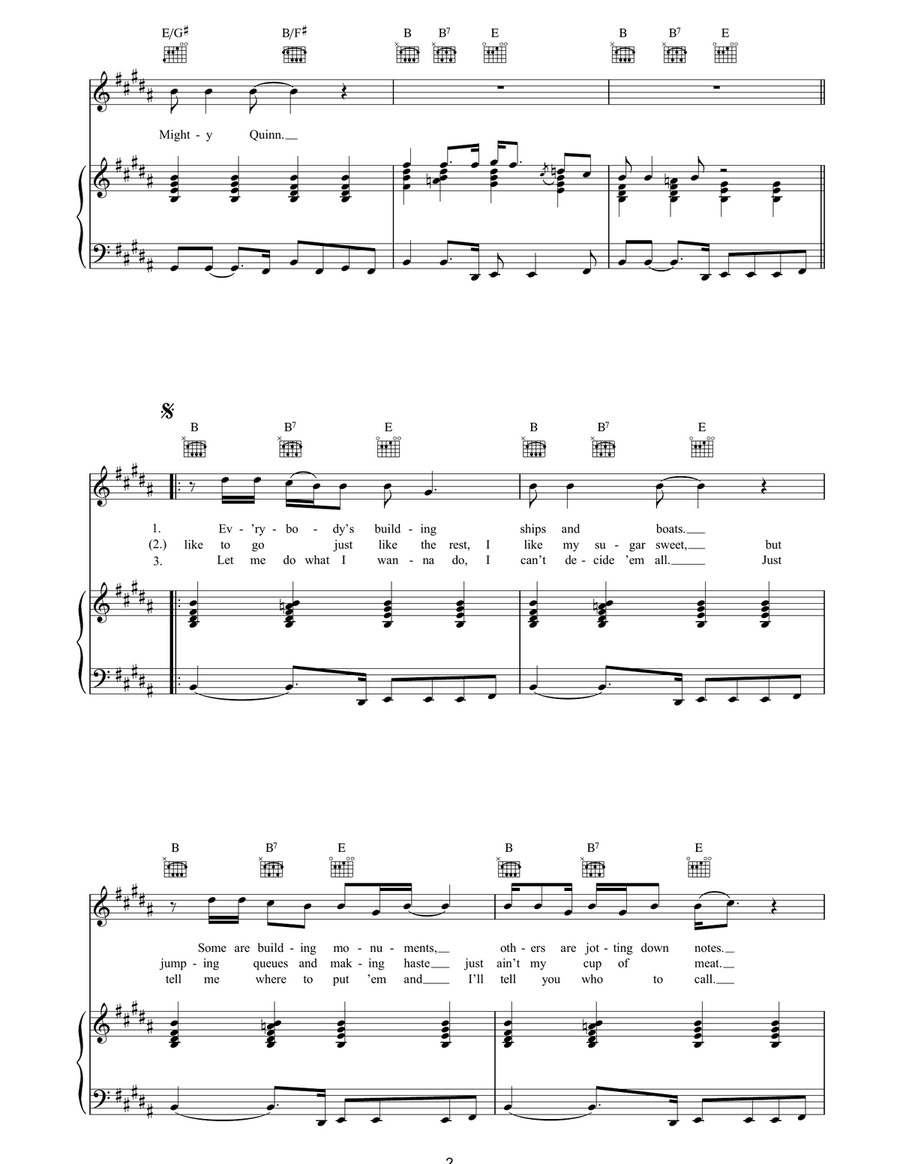 The Mighty Quinn The Mighty Quinn Piano, Vocal, Guitar scores gallery preview page 2