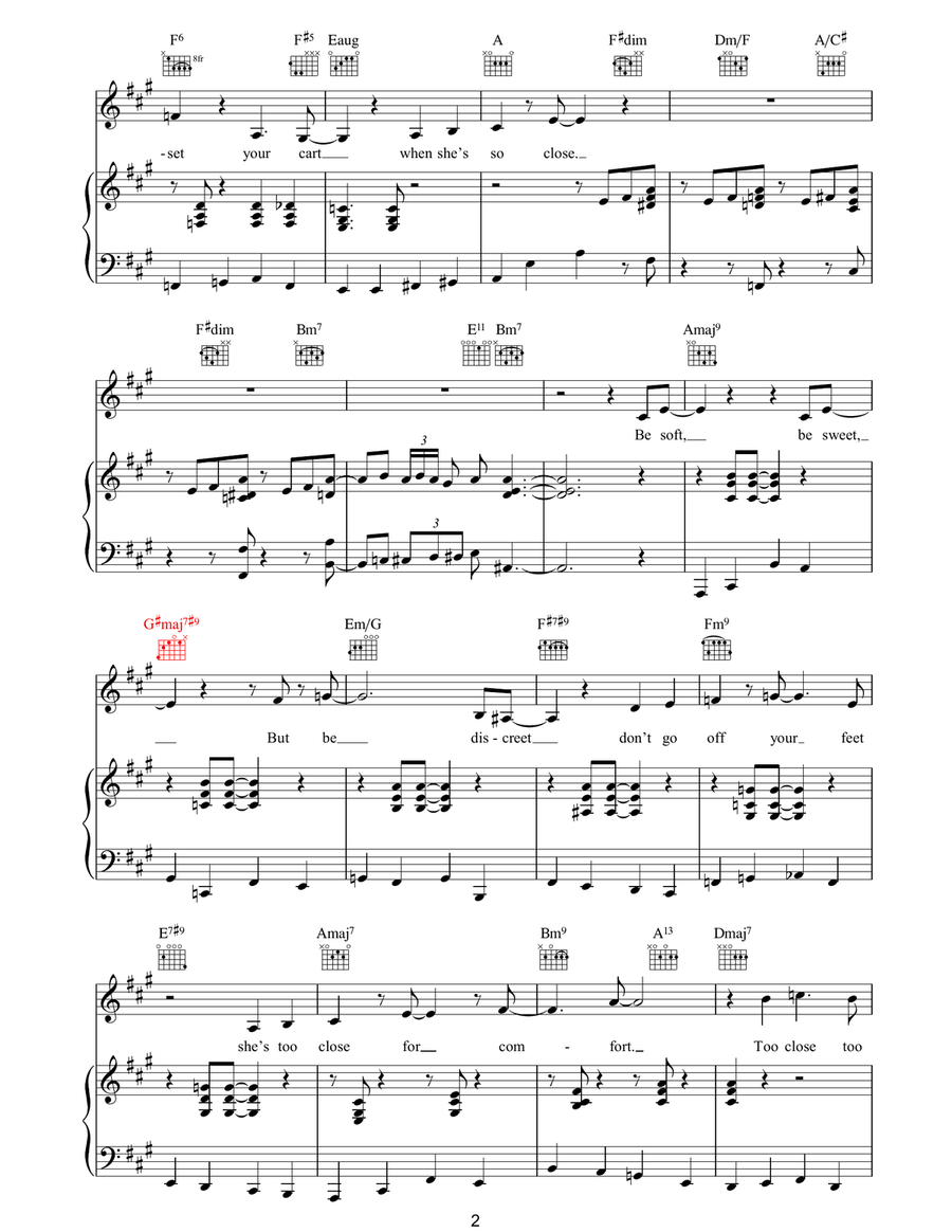 Too Close For Comfort Too Close For Comfort Piano, Vocal, Guitar scores gallery preview page 2