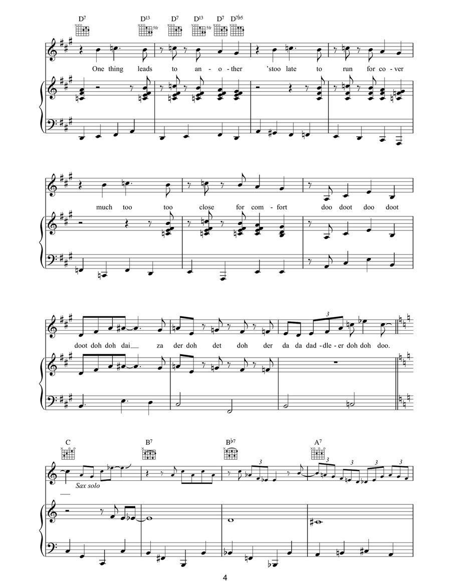 Too Close For Comfort Too Close For Comfort Piano, Vocal, Guitar scores gallery preview page 4