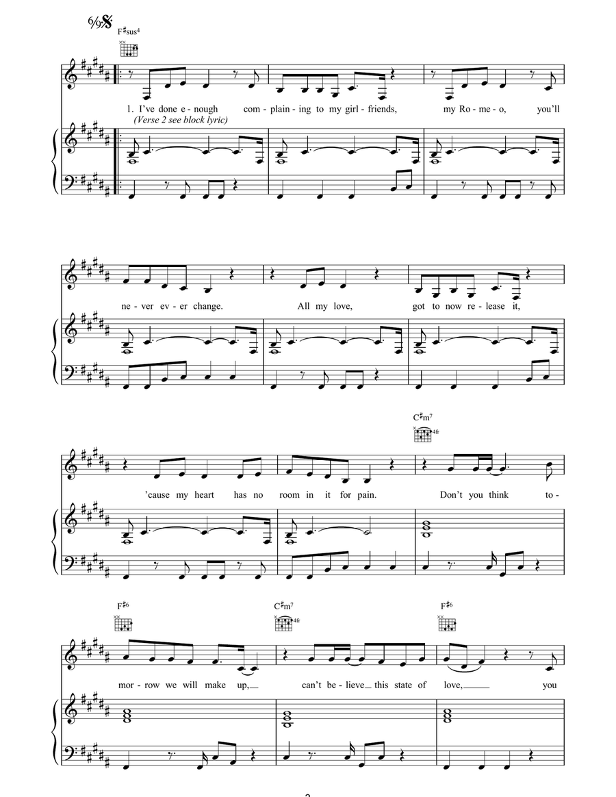 Padlock Padlock Piano, Vocal, Guitar scores gallery preview page 3