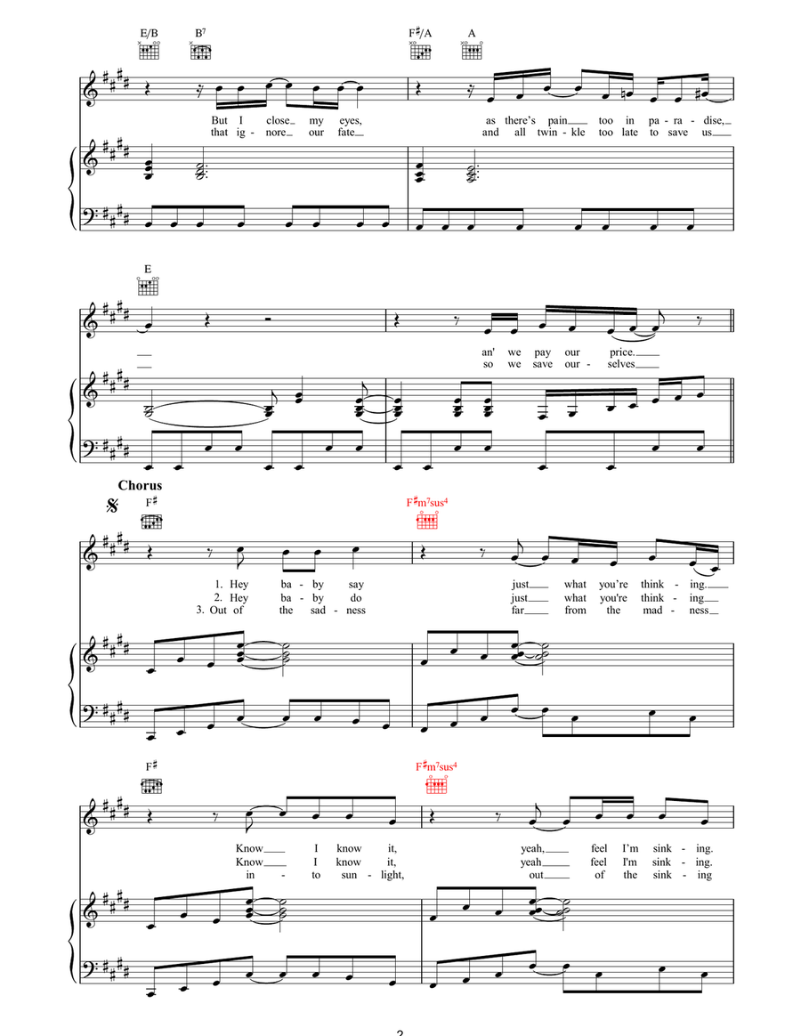 Out Of The Sinking Out Of The Sinking Piano, Vocal, Guitar scores gallery preview page 2
