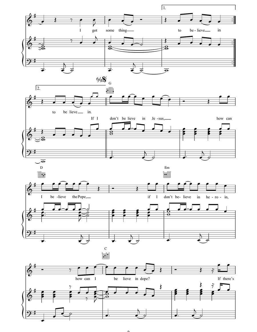 Something To Believe In Something To Believe In Piano, Vocal, Guitar scores gallery preview page 3
