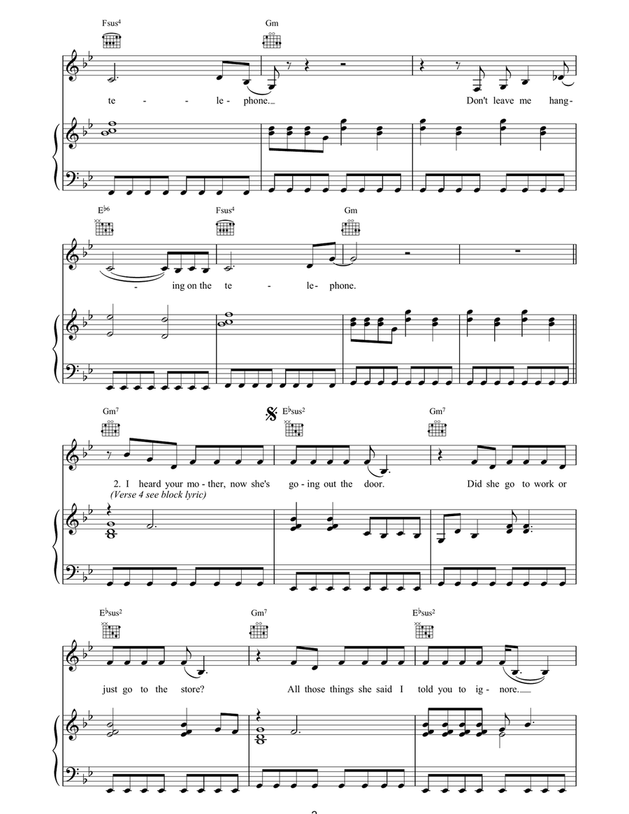 Hanging On The Telephone Hanging On The Telephone Piano, Vocal, Guitar scores gallery preview page 2