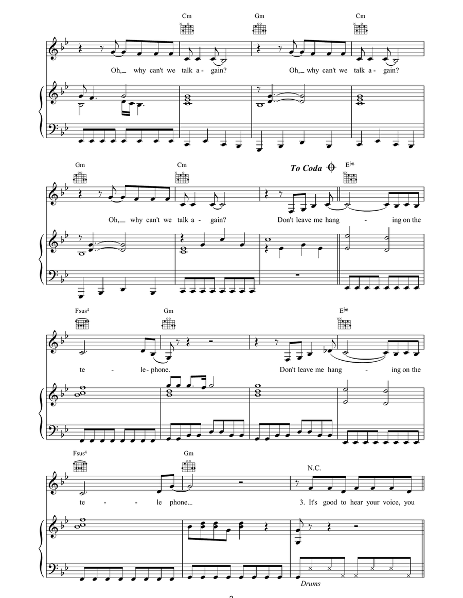 Hanging On The Telephone Hanging On The Telephone Piano, Vocal, Guitar scores gallery preview page 3