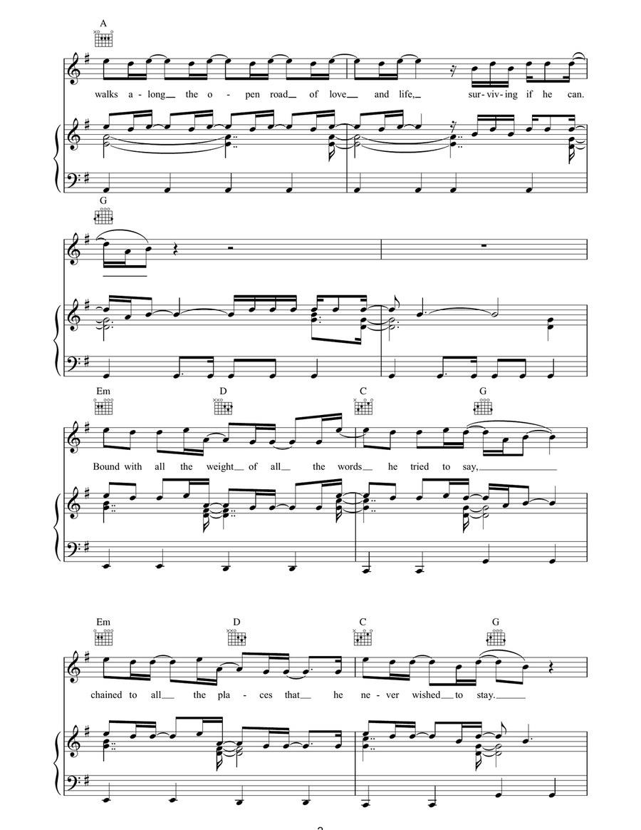 Cast No Shadow Cast No Shadow Piano, Vocal, Guitar scores gallery preview page 2