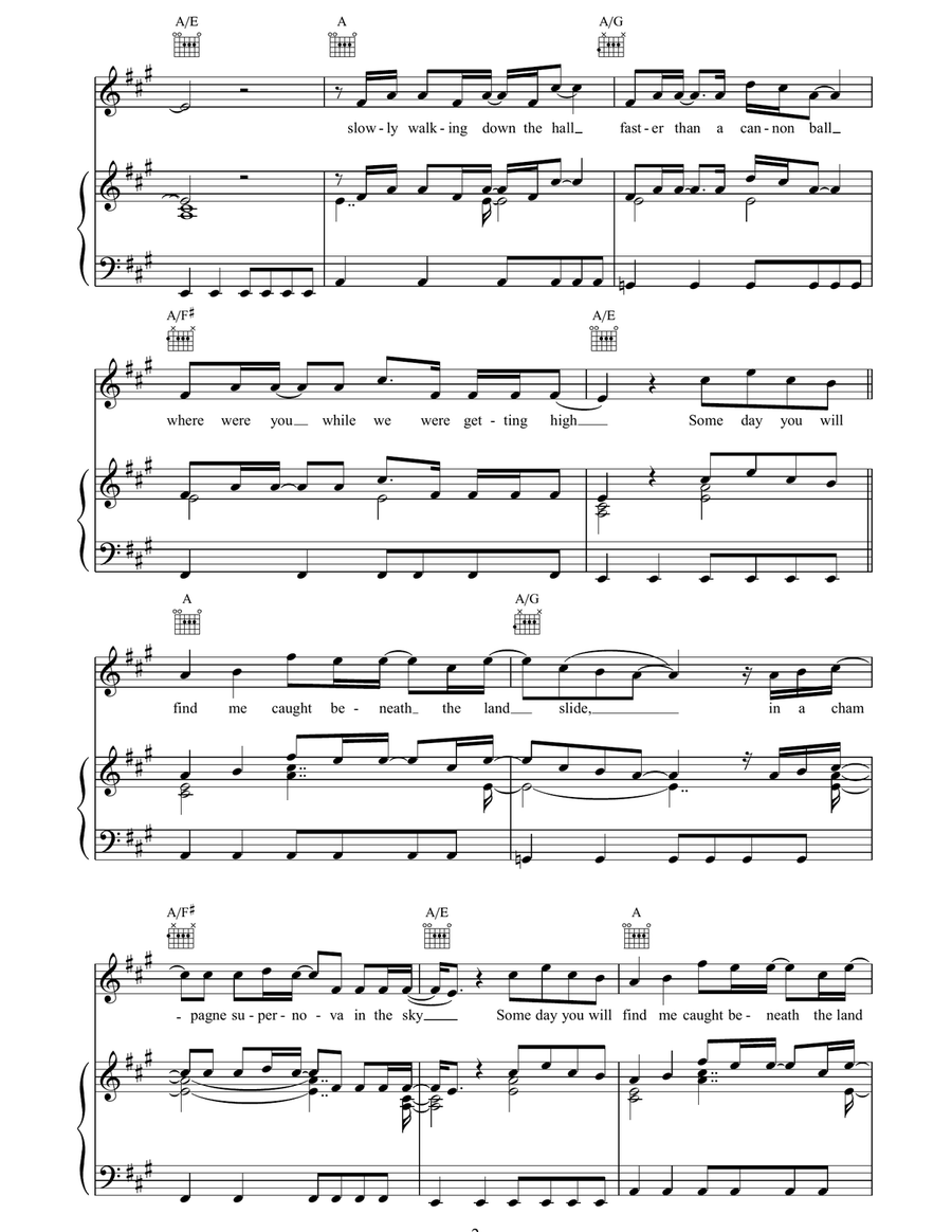 Champagne Supernova Champagne Supernova Piano, Vocal, Guitar scores gallery preview page 2