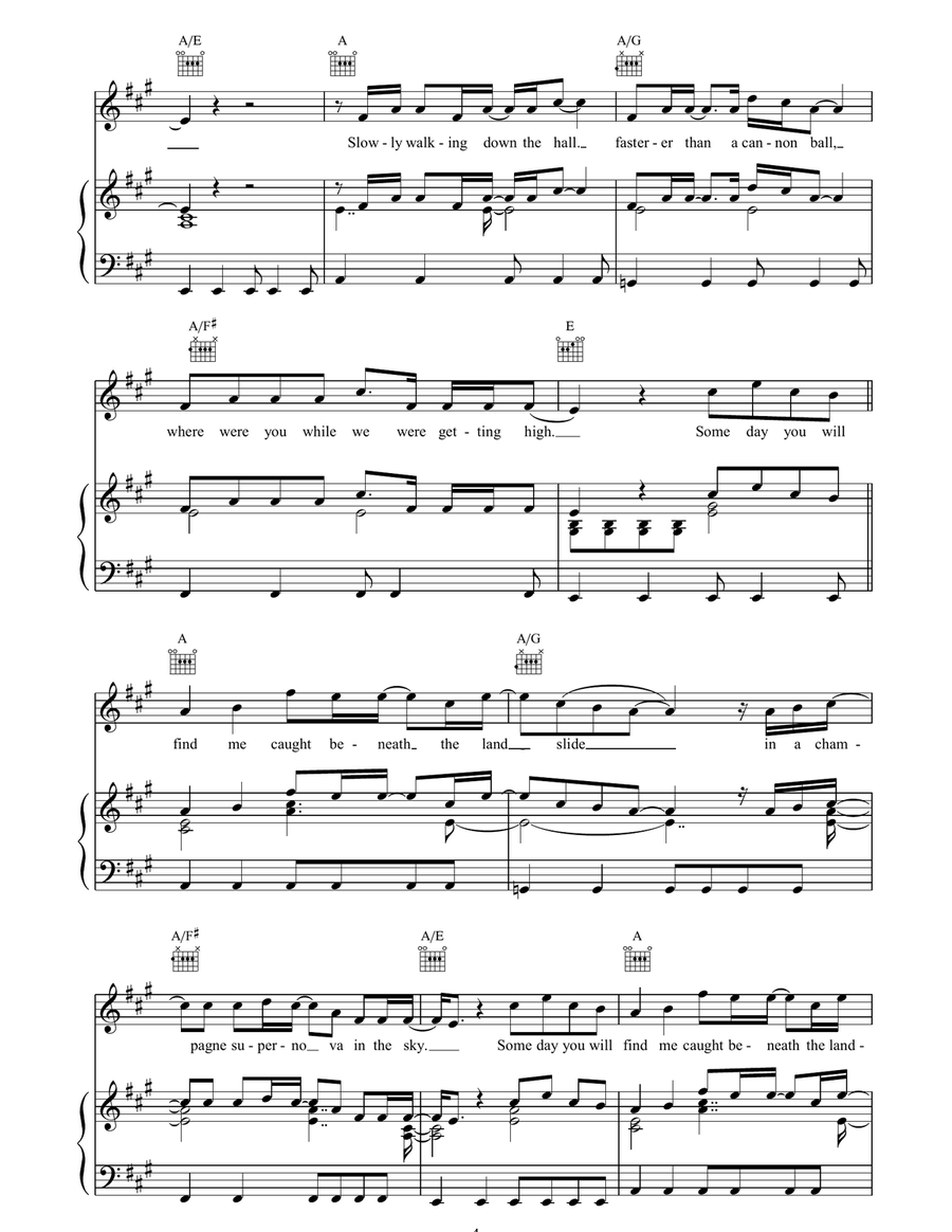 Champagne Supernova Champagne Supernova Piano, Vocal, Guitar scores gallery preview page 4