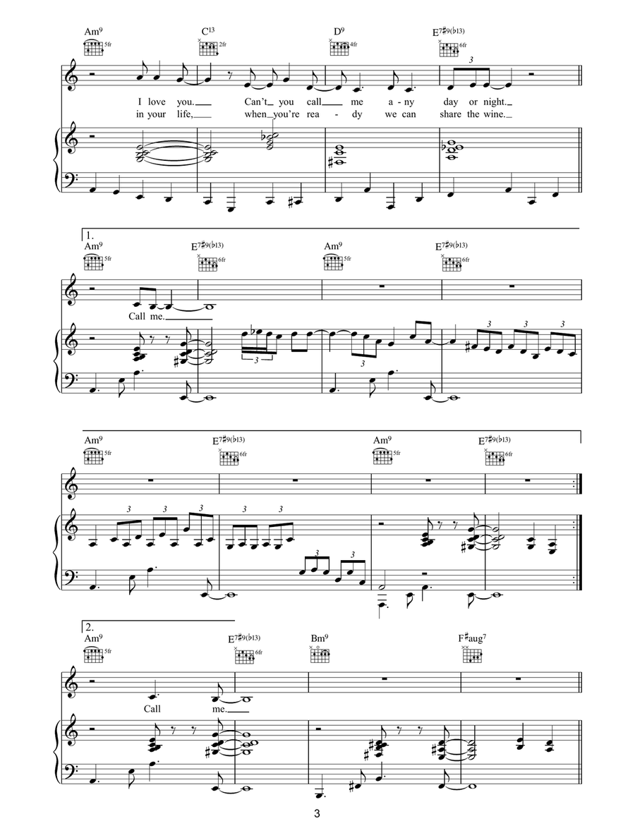Call Me Call Me Piano, Vocal, Guitar scores gallery preview page 3