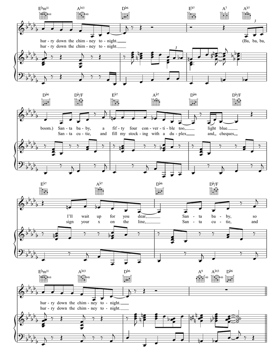 Santa Baby Santa Baby Piano, Vocal, Guitar scores gallery preview page 2