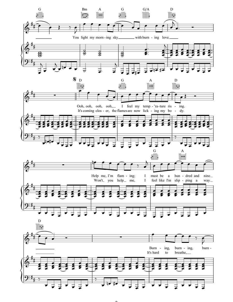 Burning Love Burning Love Piano, Vocal, Guitar scores gallery preview page 3