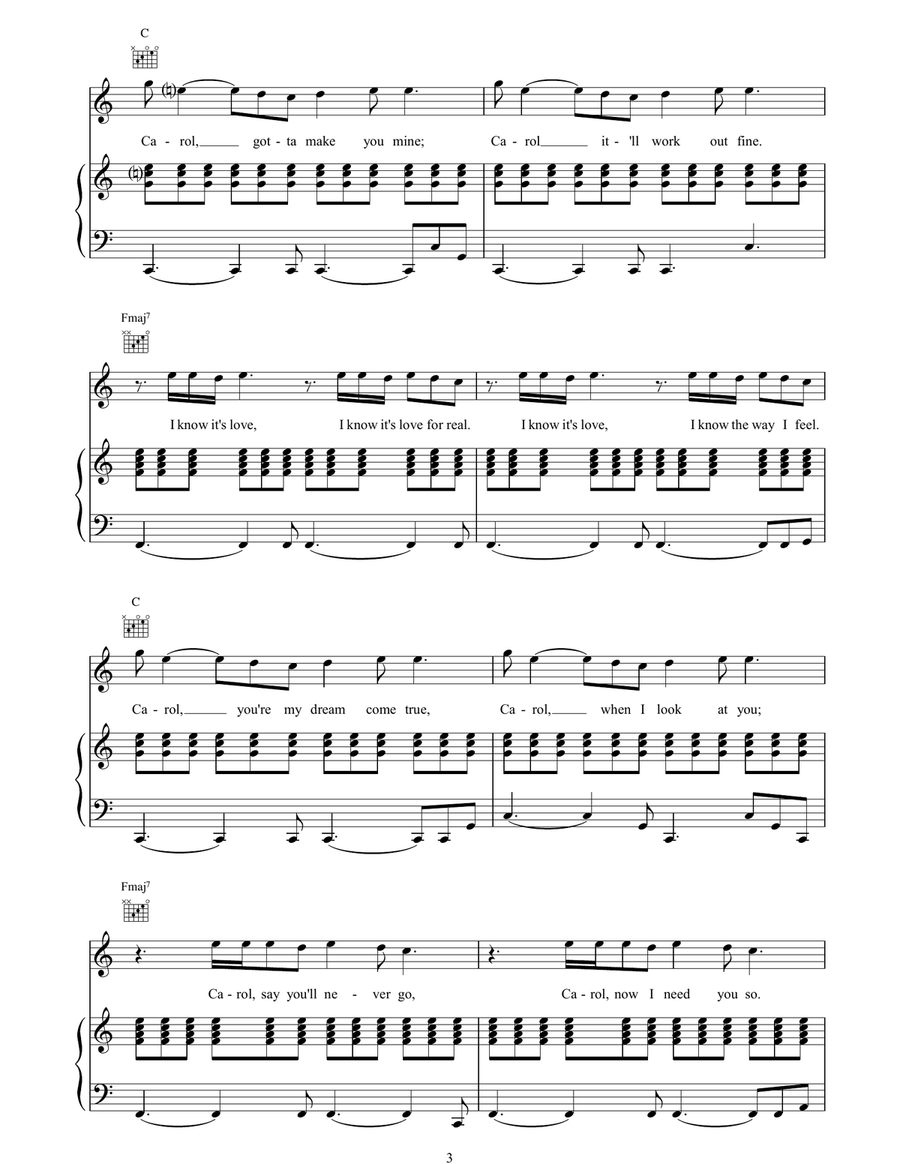 Oh Carol Oh Carol Piano, Vocal, Guitar scores gallery preview page 3
