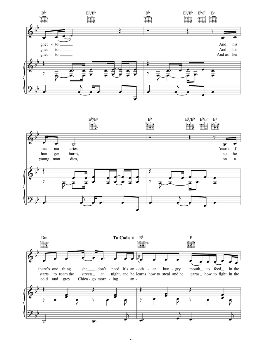 In The Ghetto (The Vicious Circle) Piano, Vocal, Guitar scores gallery preview page 2
