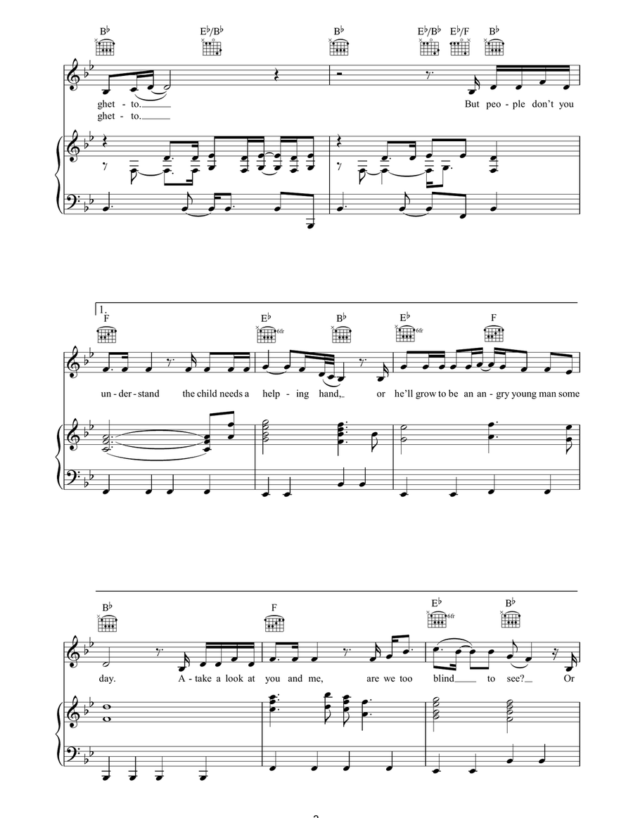 In The Ghetto (The Vicious Circle) Piano, Vocal, Guitar scores gallery preview page 3