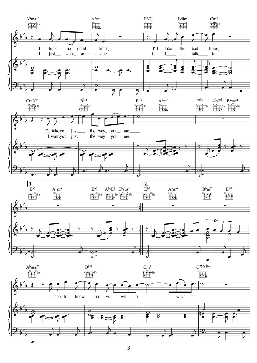 Just The Way You Are Just The Way You Are Piano, Vocal, Guitar scores gallery preview page 3