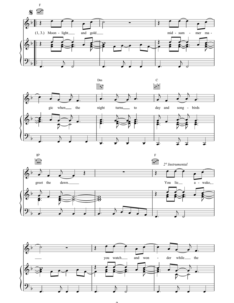 Moonlight And Gold Moonlight And Gold Piano, Vocal, Guitar scores gallery preview page 3