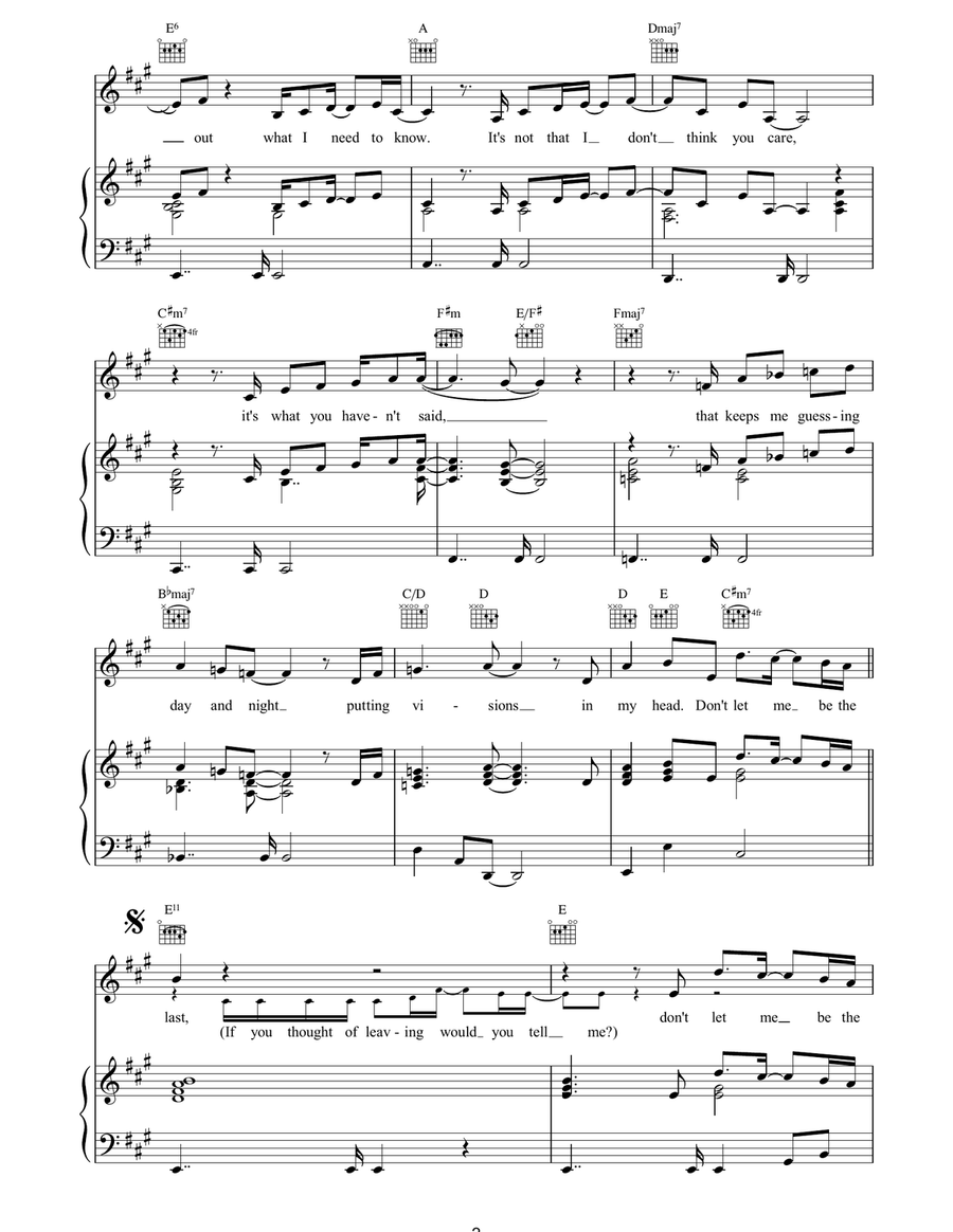 The Last To Know The Last To Know Piano, Vocal, Guitar scores gallery preview page 2