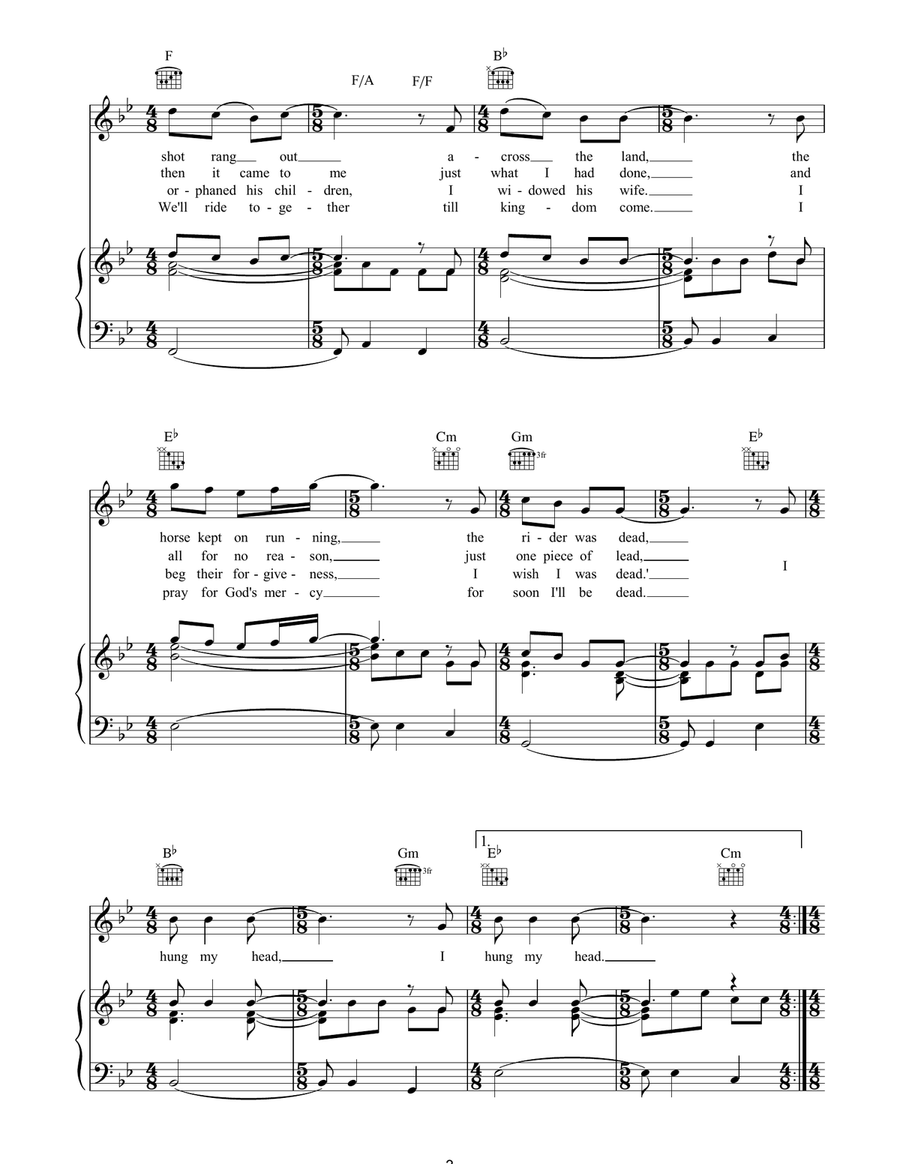 I Hung My Head I Hung My Head Piano, Vocal, Guitar scores gallery preview page 3