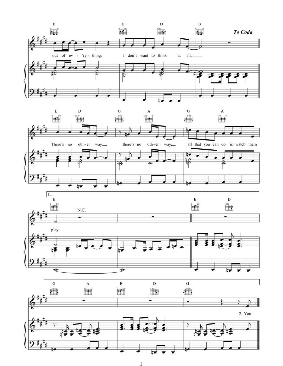 There's No Other Way There's No Other Way Piano, Vocal, Guitar scores gallery preview page 2