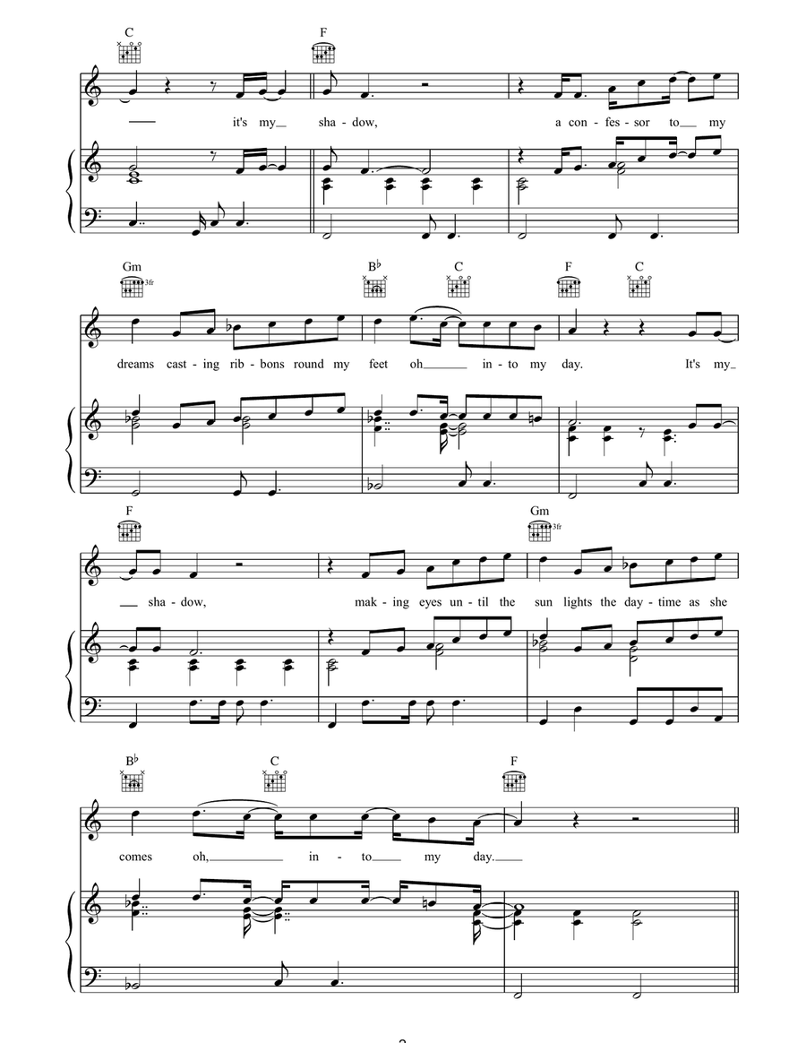 It's My Shadow It's My Shadow Piano, Vocal, Guitar scores gallery preview page 2