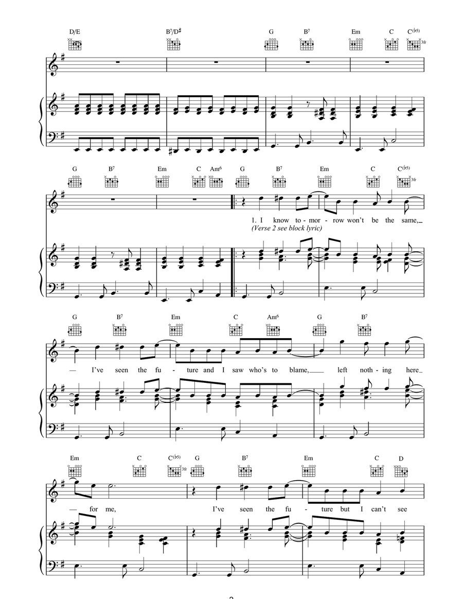 Lies Lies Piano, Vocal, Guitar scores gallery preview page 2