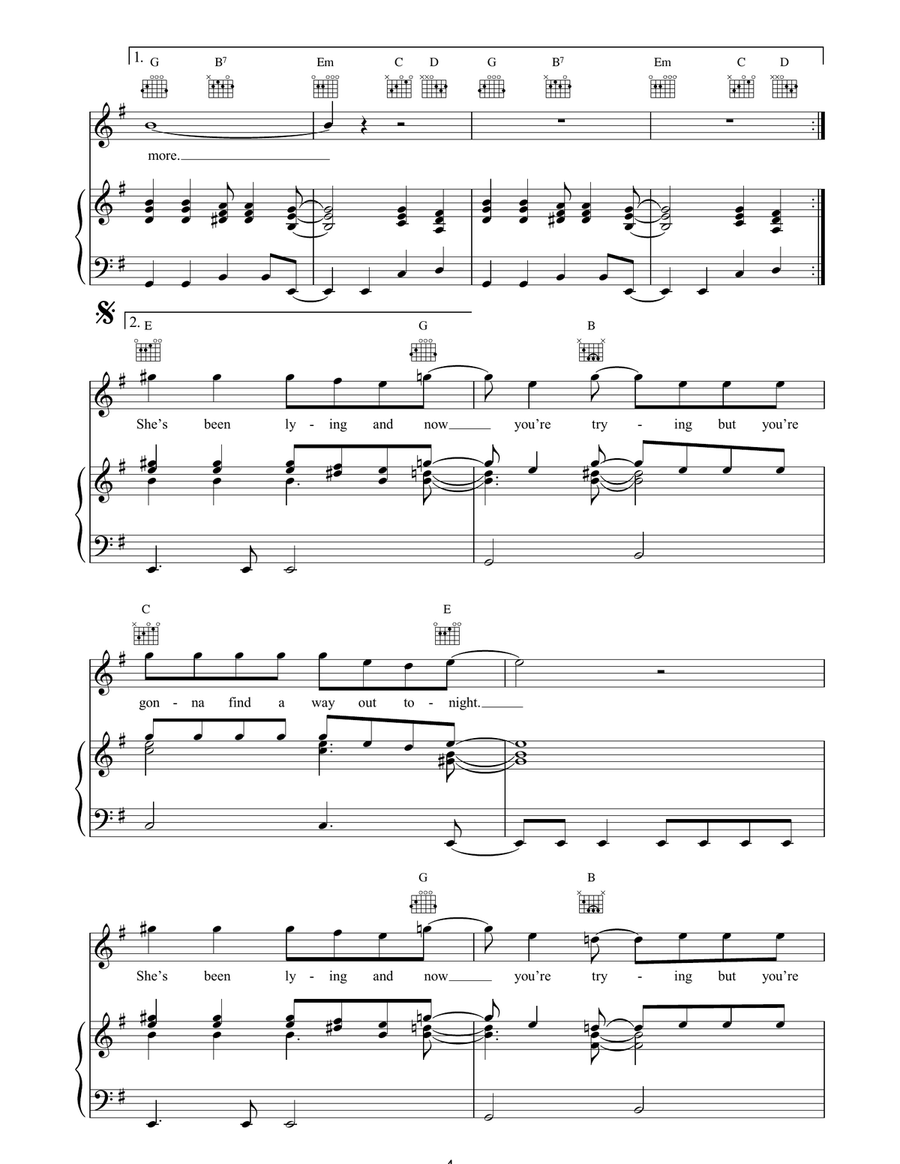 Lies Lies Piano, Vocal, Guitar scores gallery preview page 4