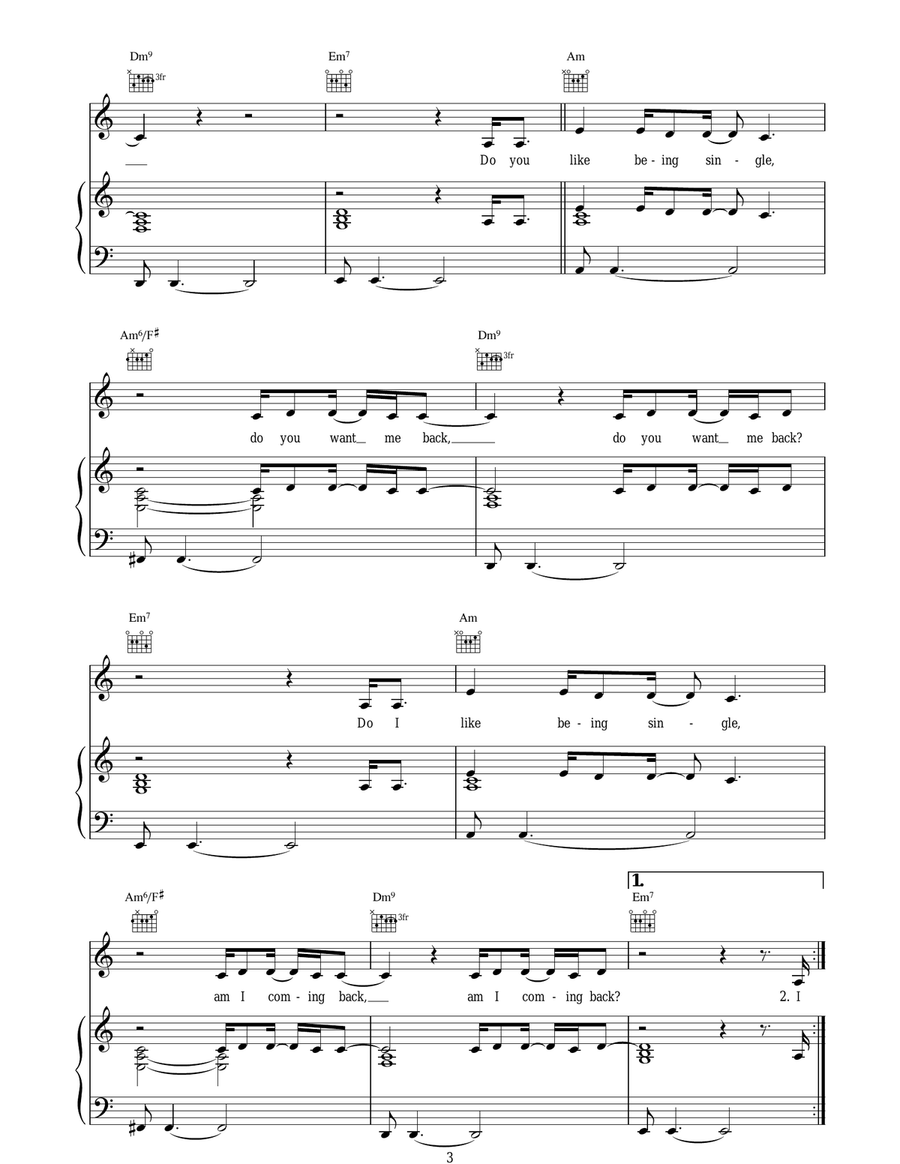 Single Single Piano, Vocal, Guitar scores gallery preview page 3