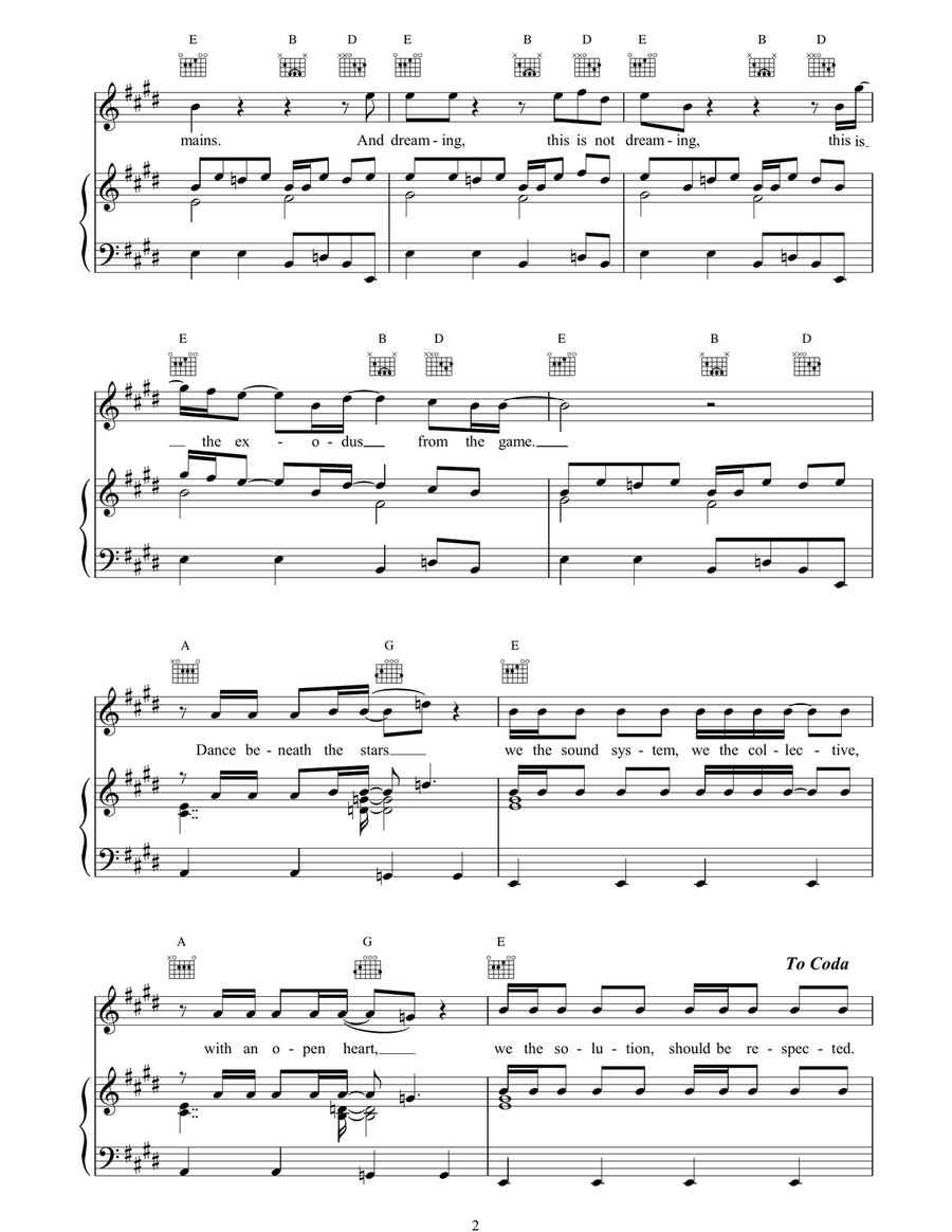 Exodus Exodus Piano, Vocal, Guitar scores gallery preview page 2