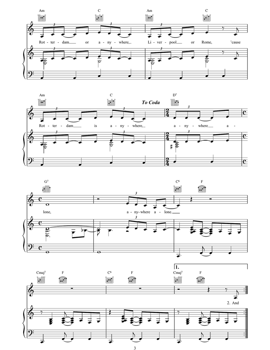Rotterdam (Or Anywhere) Rotterdam (Or Anywhere) Piano, Vocal, Guitar scores gallery preview page 3