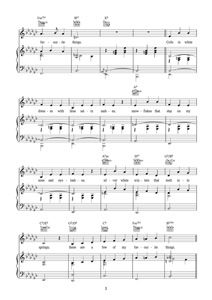 My Favorite Things (from The Sound Of Music) Piano, Vocal, Guitar scores gallery preview page 3