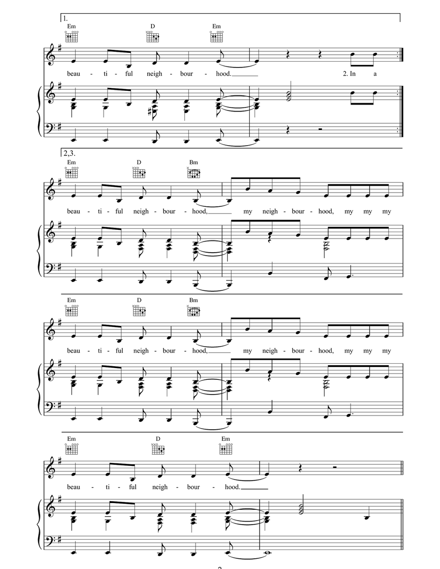 Neighbourhood Neighbourhood Piano, Vocal, Guitar scores gallery preview page 3