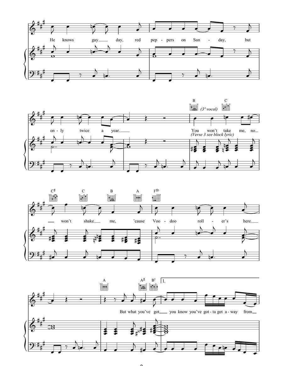 Voodoo Roller Voodoo Roller Piano, Vocal, Guitar scores gallery preview page 2