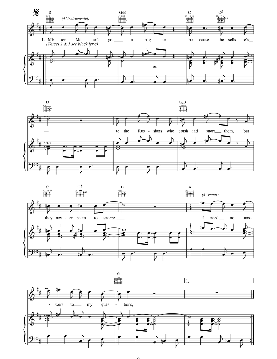 Major Pager Major Pager Piano, Vocal, Guitar scores gallery preview page 2