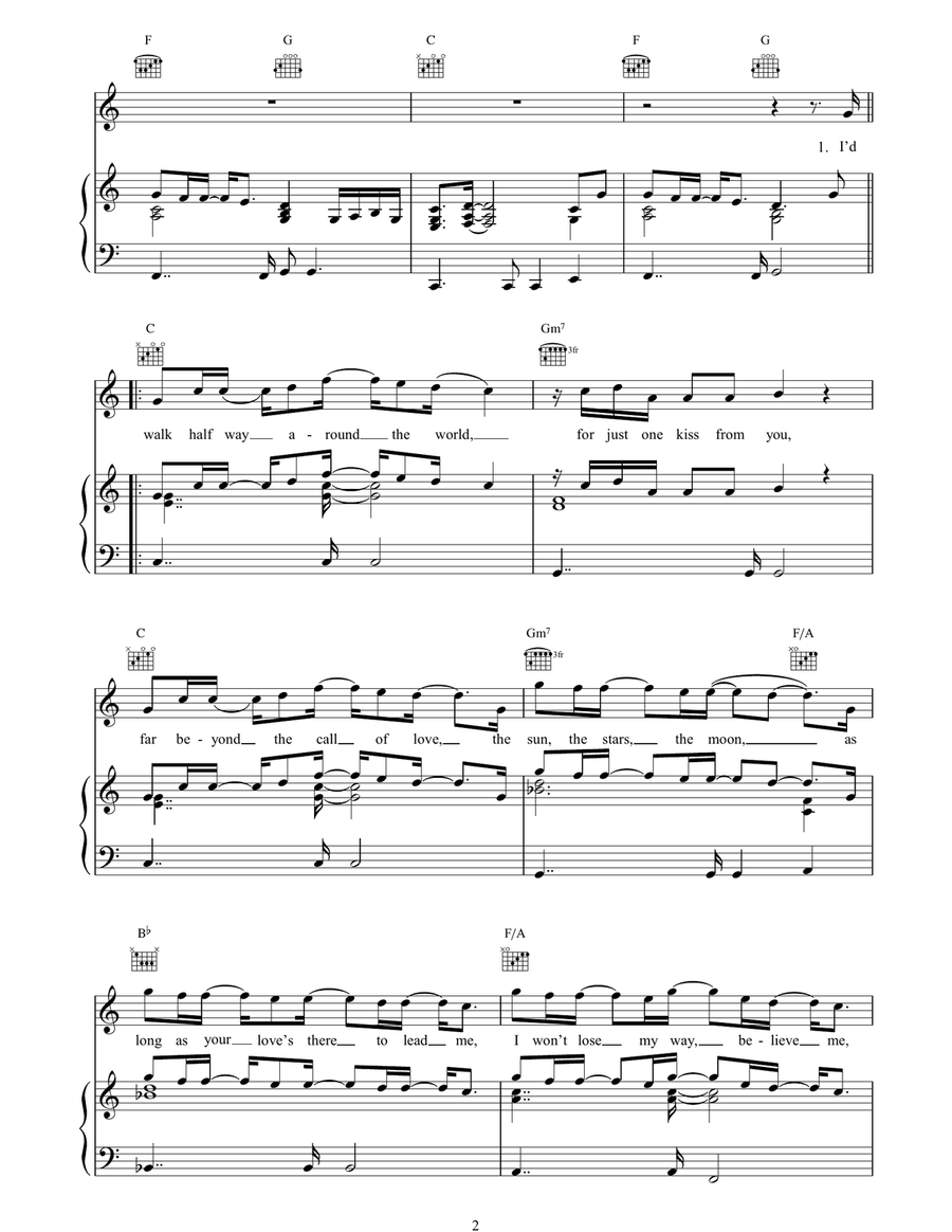Anywhere For You Anywhere For You Piano, Vocal, Guitar scores gallery preview page 2