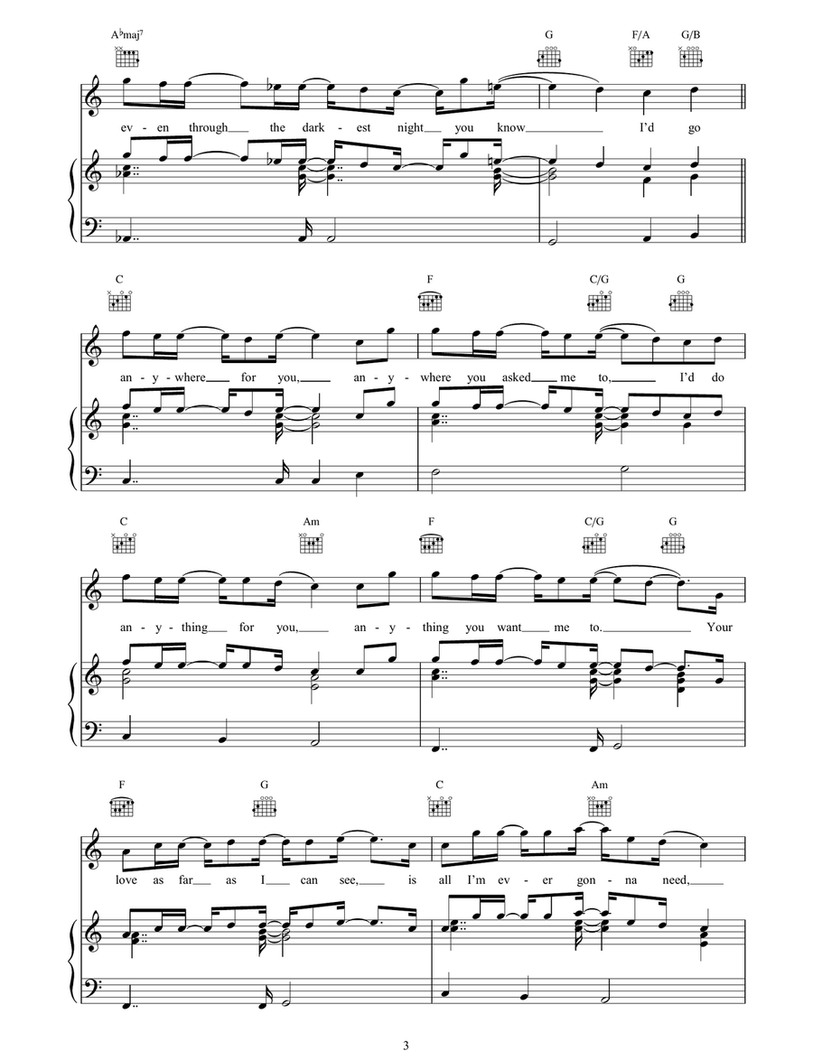 Anywhere For You Anywhere For You Piano, Vocal, Guitar scores gallery preview page 3