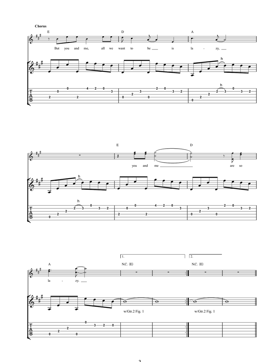 Lazy Lazy Acoustic Guitar scores gallery preview page 3