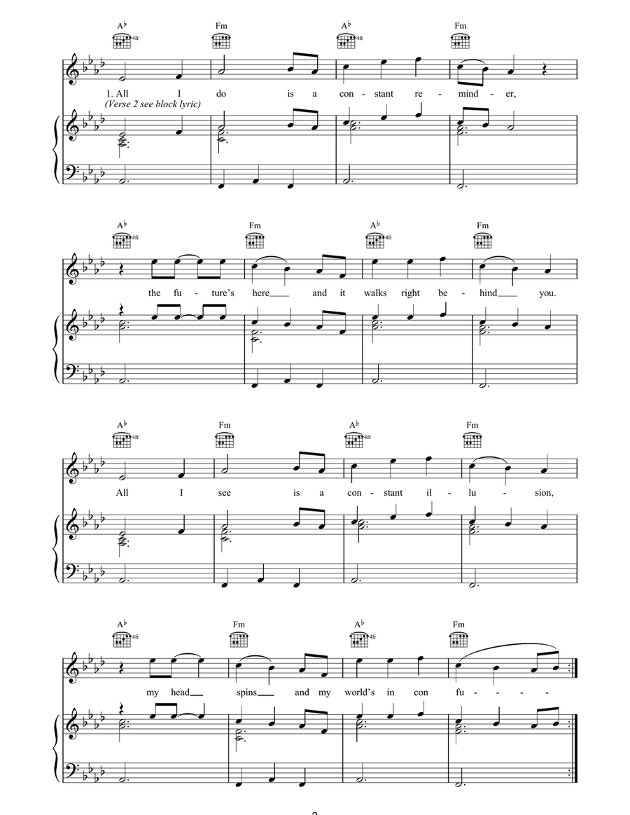 On The Run On The Run Piano, Vocal, Guitar scores gallery preview page 2