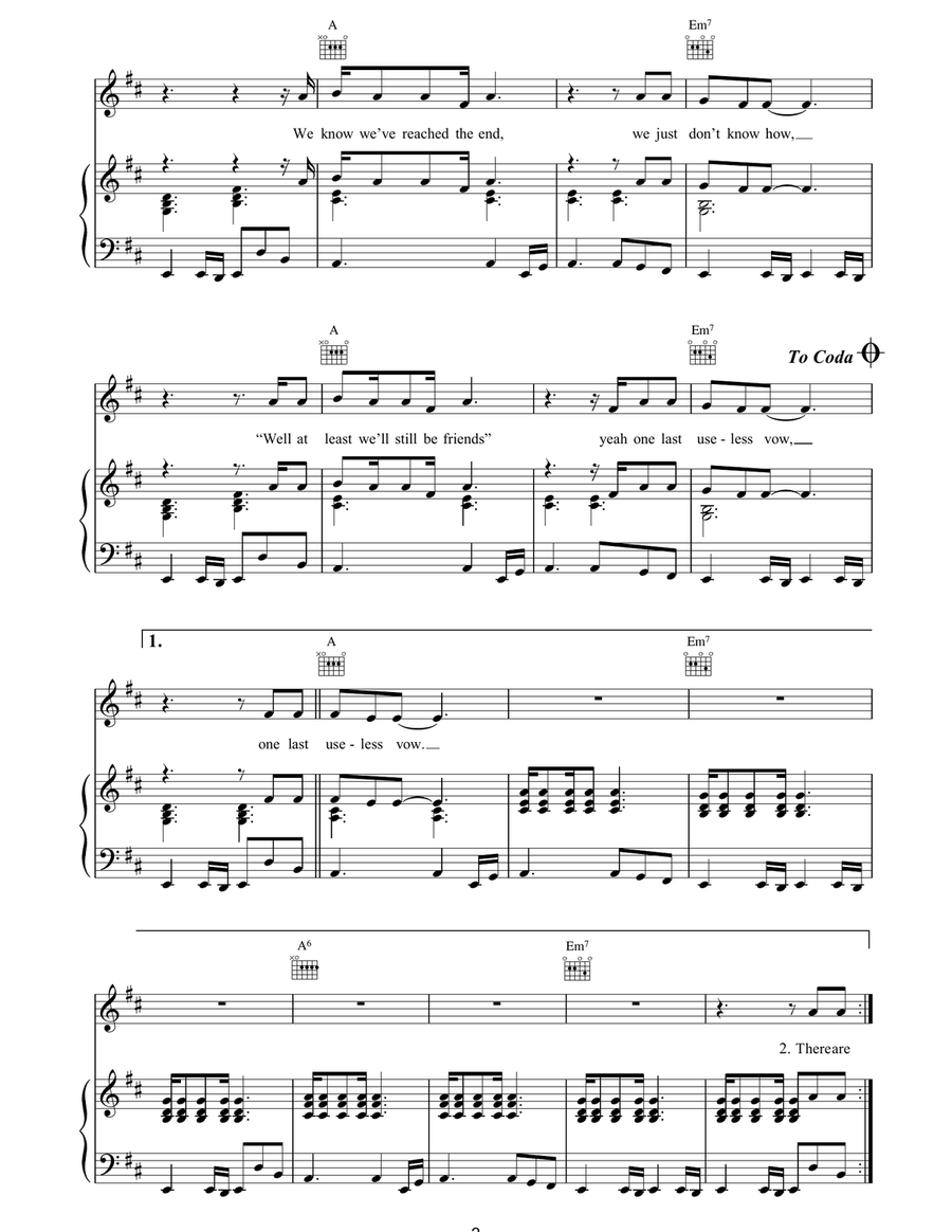 Bare Bare Piano, Vocal, Guitar scores gallery preview page 2