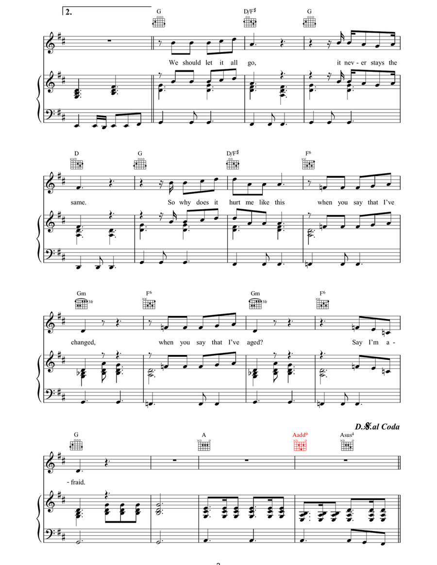 Bare Bare Piano, Vocal, Guitar scores gallery preview page 3