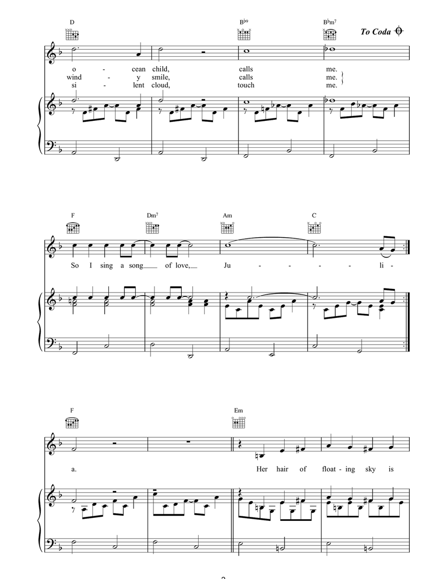 Julia Julia Piano, Vocal, Guitar scores gallery preview page 2
