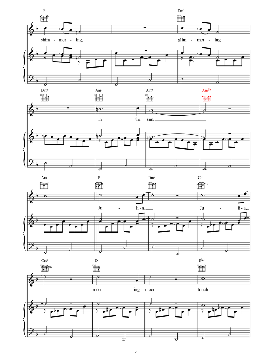 Julia Julia Piano, Vocal, Guitar scores gallery preview page 3