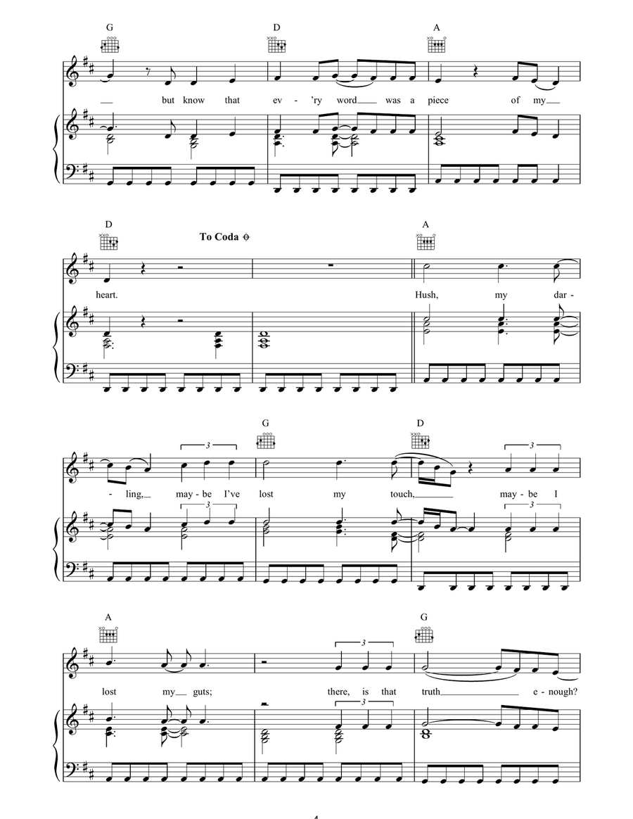 Every Word Was A Piece Of My Heart Piano, Vocal, Guitar scores gallery preview page 4